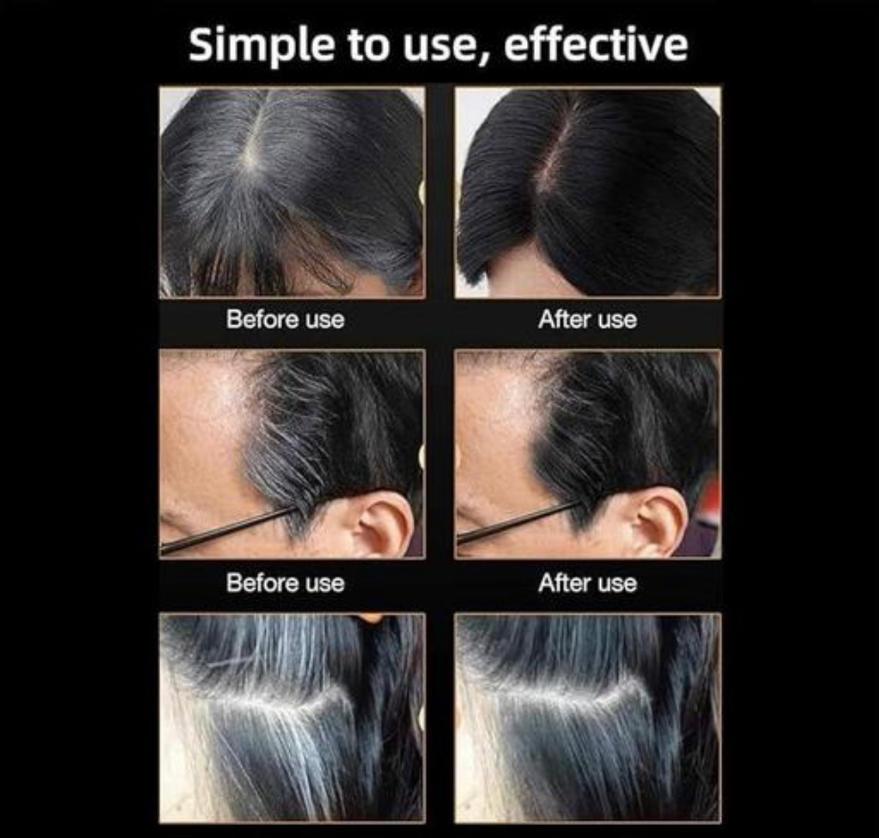 Long-Lasting Cover-Up Hair Powder - Black, Covers Grey Roots Bald Spots Instantly Highly Pigmented Fuller Denser Look Matte Finish Fine Hair Touch Up Stick Comb Flawless Application (Pack of 1)